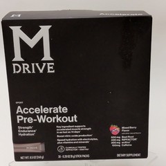M Drive Accelerate Pre-Workout Mixed Berry 30 Stick Packs, Beet Root, Caffeine