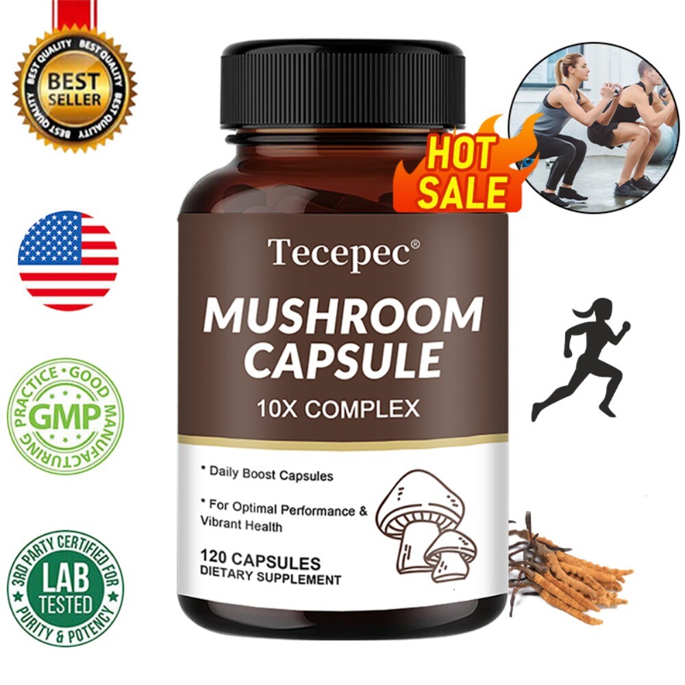 10x Mushroom Complex Supplement, Lions Mane, Reishi, Shiitake, Immune Capsule