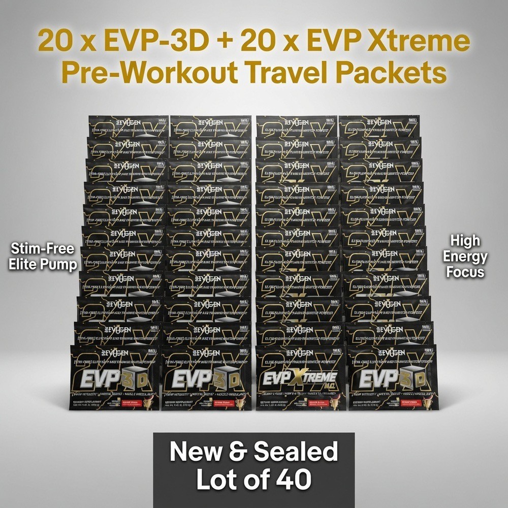 20 Evogen EVP Xtreme N.O. Pre-Workout + 20 EVP 3D Travel Packets VICTORY PUNCH