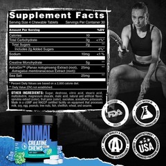 Animal Creatine Chews – Enhanced 120 Count (Pack of 1), No Color