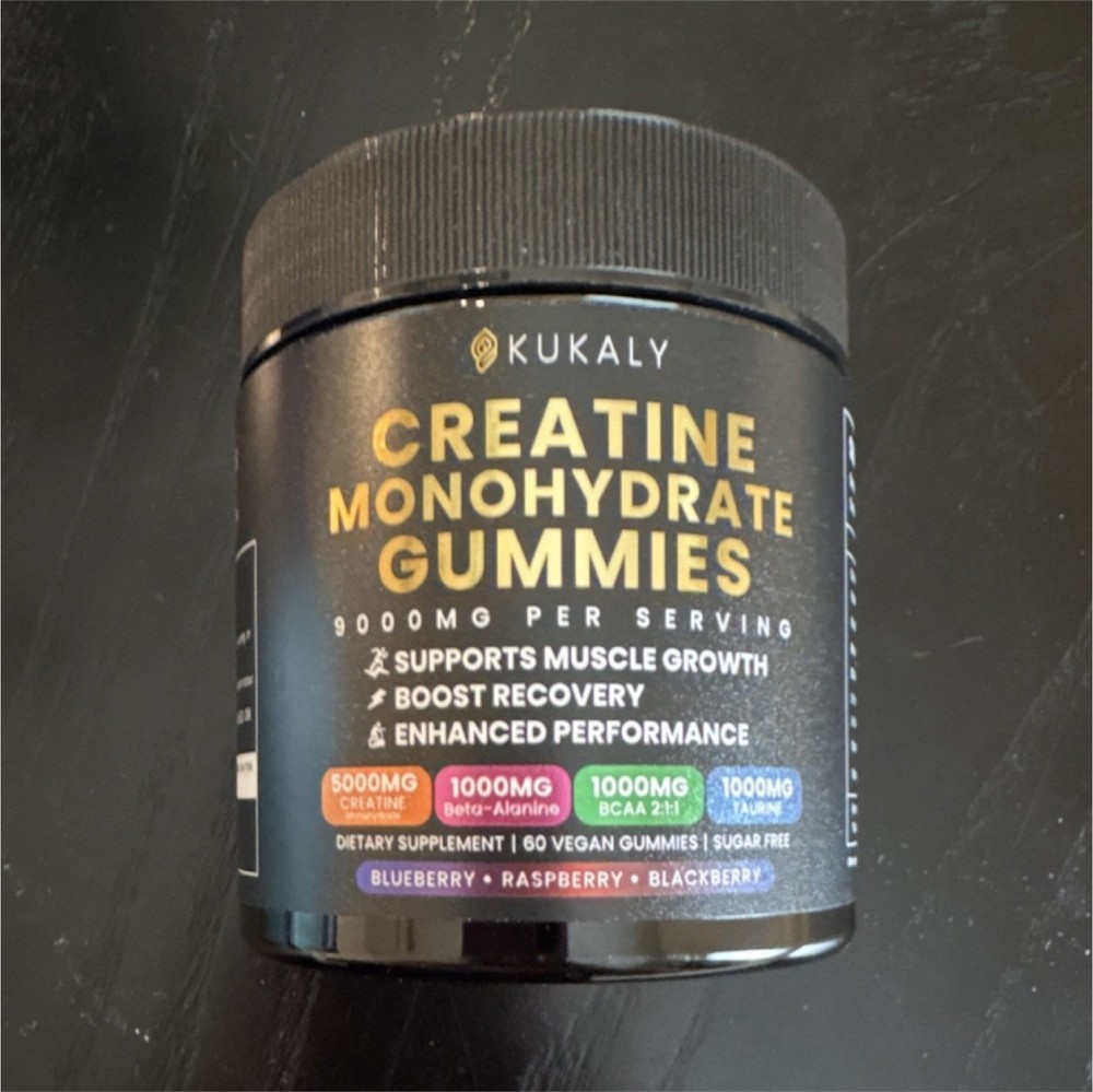 Kukaly Creatine Monohydrate Gummies 9000mg Vegan Sugar-Free 60 Blueberry
