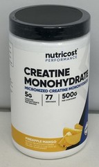 Nutricost Micronized Creatine Monohydrate Powder Pineapple Mango 500g Exp 6/2028