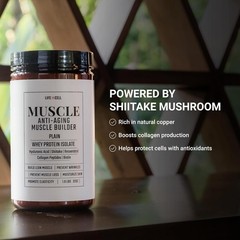 Whey Protein:Anti-Aging Muscle Builder w/ Shiitake Mushroom, Collagen & Hyalu…