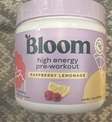Bloom High Energy pre-workout Raspberry Lemonade 25 Serv 7.3 Oz Exp 3/26