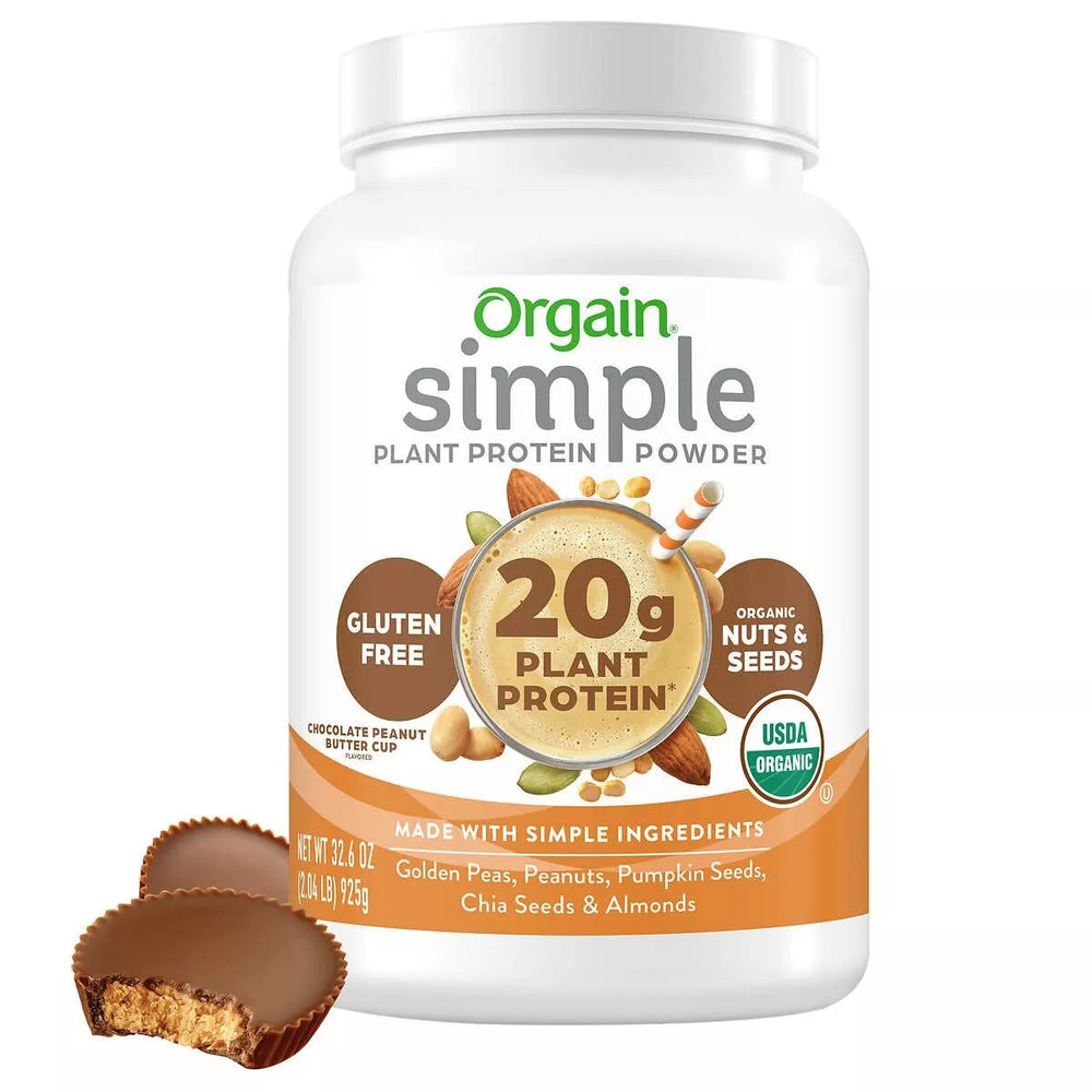 Orgain USDA Organic Simple Plant Protein Powder 32.6 oz CHOCOLATE PEANUT BUTTER