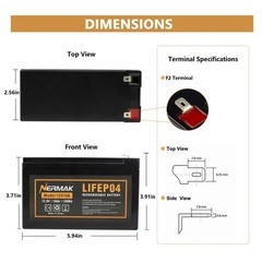 Nermak 2 Pack 12V 10Ah Lithium Ion LiFePO4 Deep Cycle Battery, 2000+ Cycles…