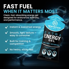 NewTrition Extra Energy Gel Variety Pack 24ct 50mg Caffeine Running Cycling Fuel