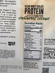 Wild Society Clear Whey Protein Isolate 16 Servings, Strawberry Coconut