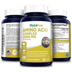 NusaPure Amino Acid Complex Blend 2000 mg-180 Caps (Non-GMO & Gluten-Free)