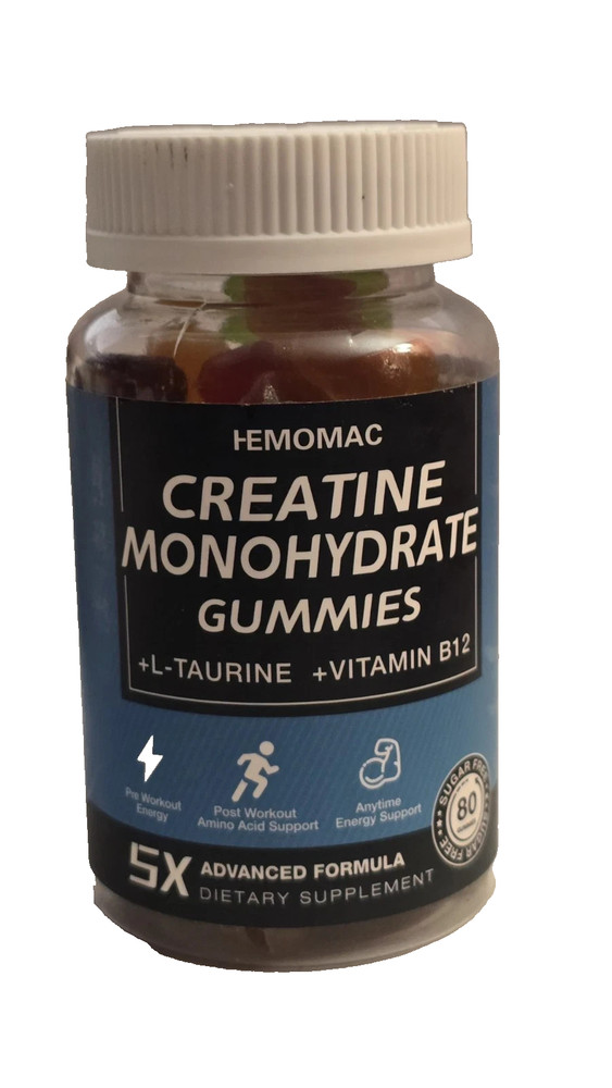 Hemomac Creatine Monohydrate 80 Gummies Vitamin B12 L-Taurine Exp: 05/2027