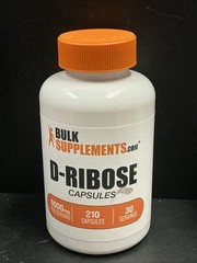 BulkSupplements D-Ribose 210 Capsules – 5g Per Serving EXP. 09/2026