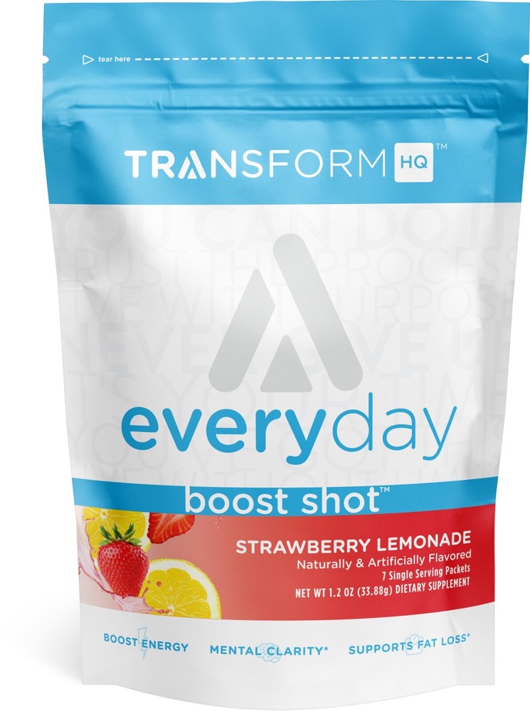 TransformHQ Boost Shot Powder Stick Packets, Strawberry Lemonade Energy – 7 Pack