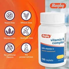 Rugby Vitamin B Complex with C – Gluten-Free B 1 Count (Pack of 130)