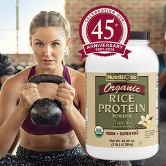 NutriBiotic Organic Rice Protein, Vanilla Protein Powder 3 Lb (1.36 Kg)