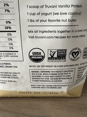 Truvani Certified Organic Plant Based Protein Vanilla Flavored Soy Free 10.47 Oz