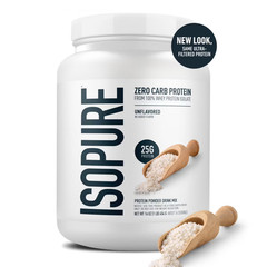 Isopure Zero Carb 100% Whey Protein Isolate Unflavored Protein Powder, 25g, 1lb