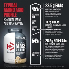 Dymatize Super Mass Gainer Protein Powder, Gourmet Vanilla, 52g Protein, 1g Crea