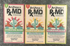 3-AriZona Electrolyte Hydration Powder Drink Mix Watermelon/Mango/Kiwi 6 Sticks