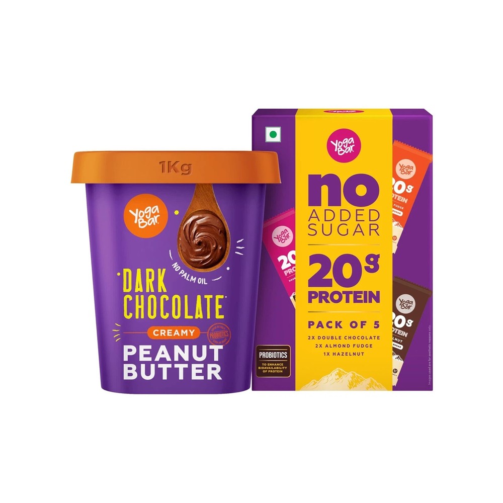 Yogabar Dark Chocolate Peanut Butter And Protein Bars Combo|Dark Chocolate Peanu