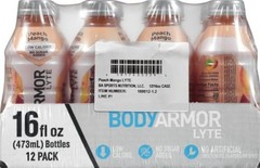 Electrolyte Drink Peach Mango 16 Fl Oz Bottles Pack of 24 Hydration Sports