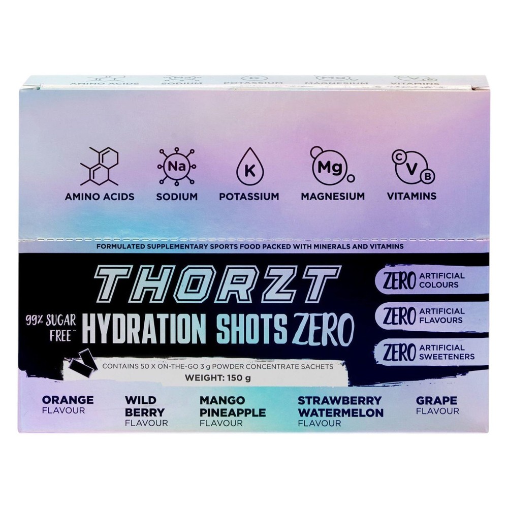 THORZT SSSFZERO – 50 x 3gm Sachets Sugar Free Solo Shots 5 Flavours Mixed Pack
