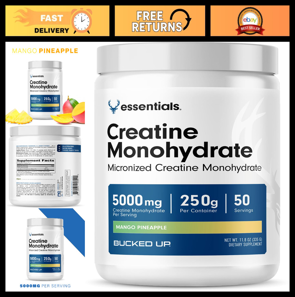 Mango Pineapple Creatine Monohydrate Powder – Easy Mix, Vegetarian, 5G/Serving,