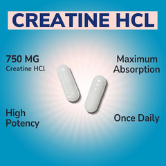 Creatine Hcl Capsule, 750Mg High Absorption Creatine Hydrochloride, Endurance, S