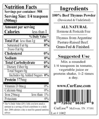 ORGANIC Argentine Desiccated BEEF THYMUS POWDER UNDEFATTED ~ POUND 1 Lb 453 gram