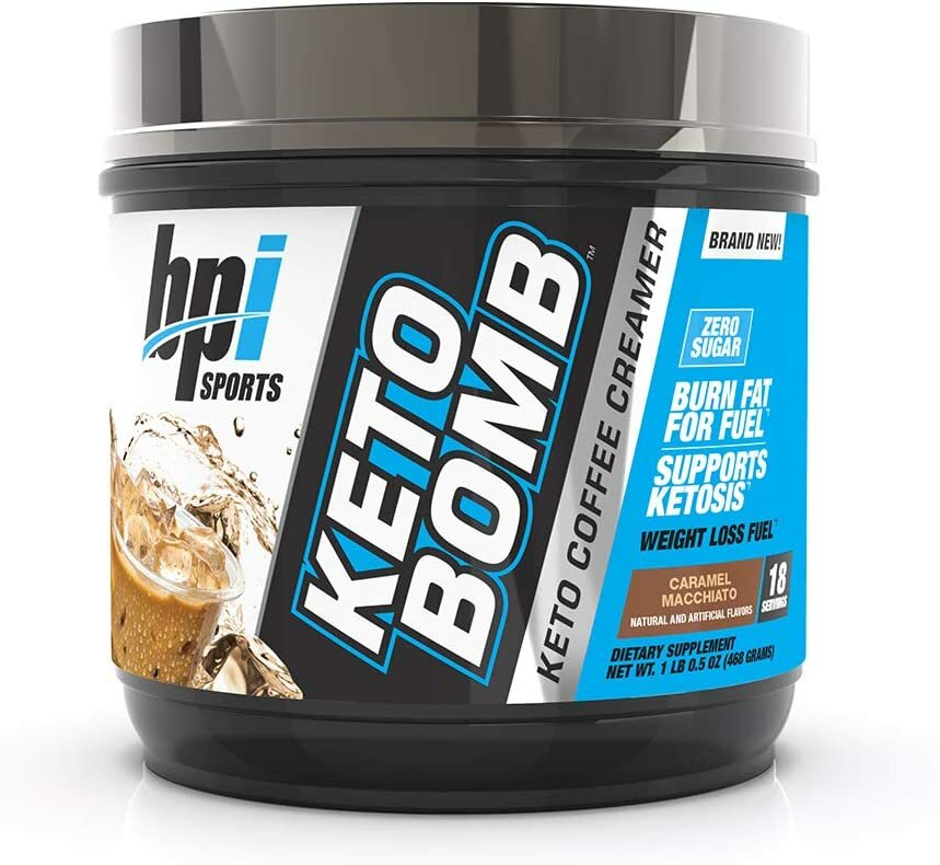 BPI Sports Keto Bomb Ketogenic Creamer for Coffee 18 Servings Caramel Macchiato