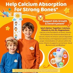 Toddler 2-3 & Kids Vitamin D3 K2 + Algae Calcium Filled Gummies, 1000 IU / 2000