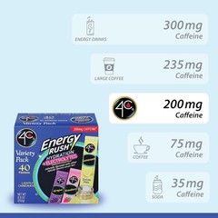 4C Energy Rush PSD with Electrolytes Variety Pack Stix – 40 Count