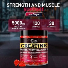 Loozzeh Creatine Monohydrate Gummies Strawberry 120 Count Exp 01/21/2028