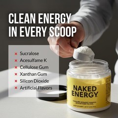 NAKED Energy – Pure Pre Workout Powder for Men 8.2 Ounce (Pack of 1), Yellow