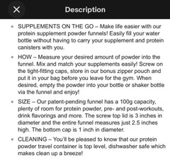 Supplement & Protein Funnel Portable Container Color Coded For Pre & Post-2 Pack