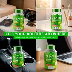Creatine Monohydrate Gummies Sugar Free 5000mg 5g Per Serving Sour Green Apple