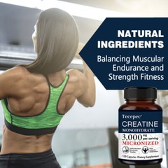 Pure Creatine Monohydrate Capsules 3000mg for Muscle Mass Strength