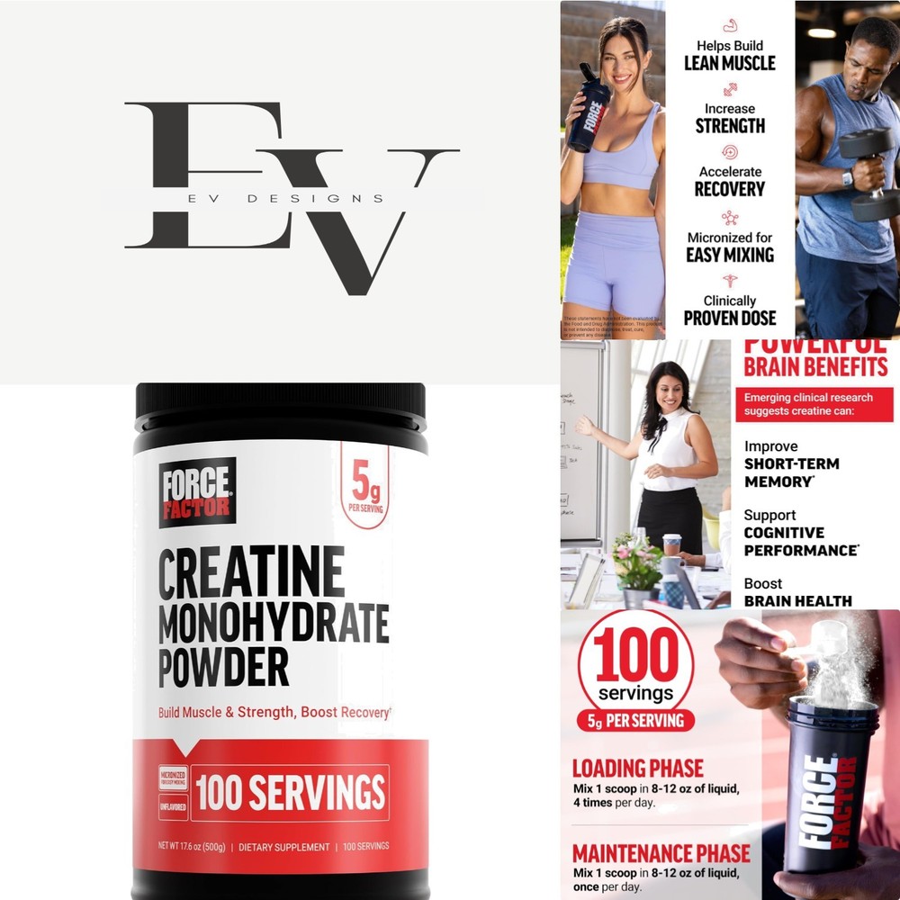 Creatine Monohydrate Powder 500g – Unflavored, 100 Servings for Peak Performance