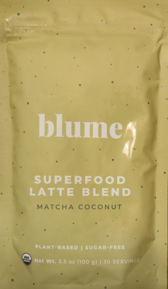 Blume SUPERFOOD LATTE BLEND 3.5 oz (25 Ser) Matcha Coconut Flavor BEST BY 08/26