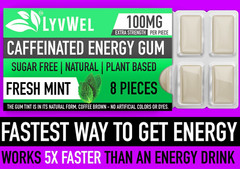 Natural Fitness Energy Sport Gum 100mg Caffeine per piece Mint 3 Packs (24 pcs)