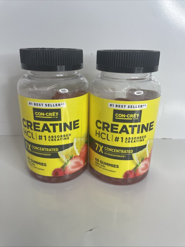 2 Pack CON-CRET Creatine Gummies Berry Zing Flavor, 60 Count Each BBD 12/26