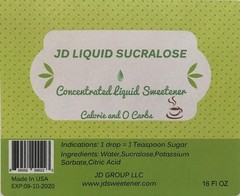 JD Liquid Sucralose 16 fl oz, 25% Concentrated Sweetener