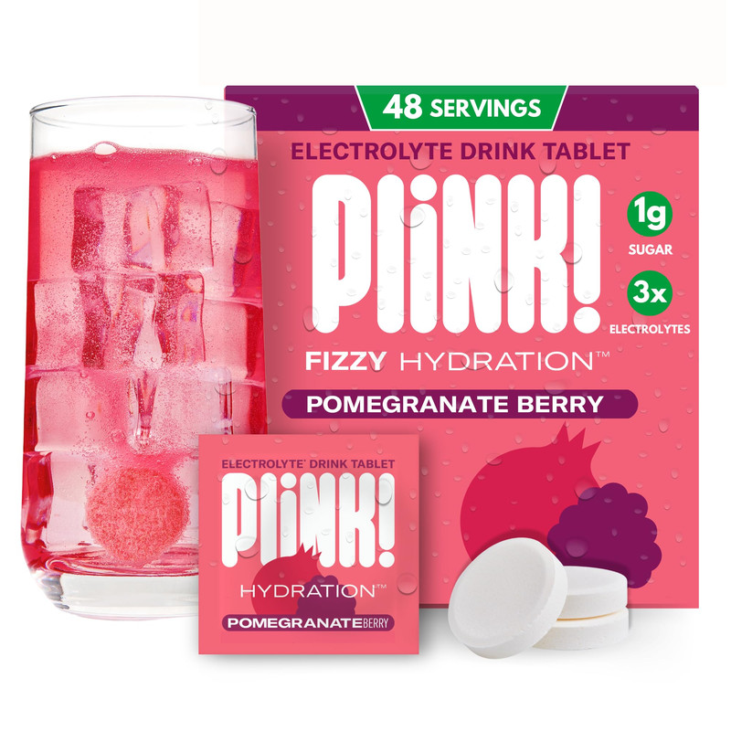 Plink Fizzy Electrolyte Tablets For Adults Kids Pomegranate Berry 48Ct