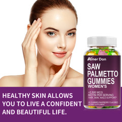 Saw Palmetto for Women 2500mcg Biotin Gummies Hair Skin Nails Support 60 Gummies