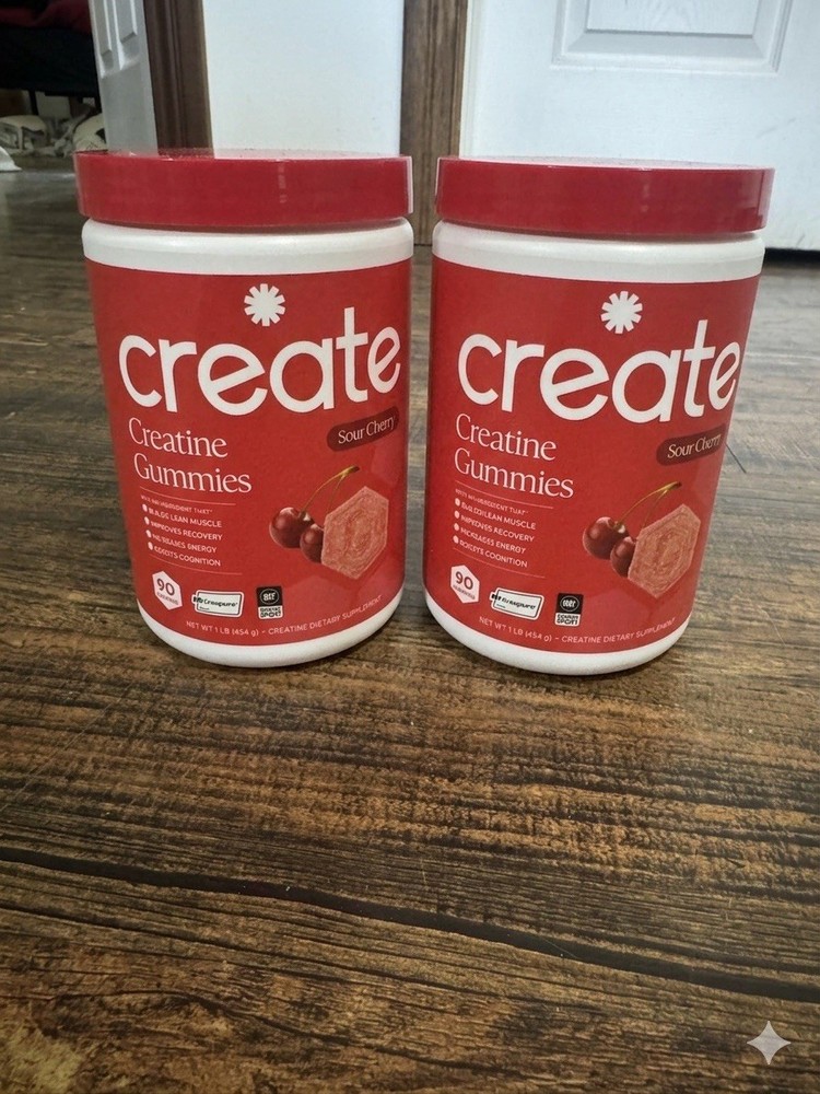 FREE SHIPPING TWO PACK Create Creatine Gummies Sour Cherry Flavor 180 Count