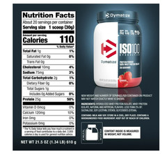 Dymatize ISO100 Hydrolyzed Whey Strawberry 20 Servings 25g Protein