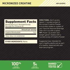 Micronized Creatine Monohydrate Powder – 5g per Serving, Unflavored, 60 Servings