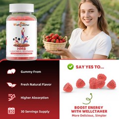 HMB and Leucine Amino Acid Gummies: HMB Supplements for Men Women with L-Glut…