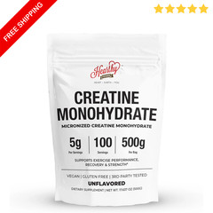 HEARTHY FOODS Creatine Monohydrate Micronized Powder 500G – 100 Servings, 5000mg