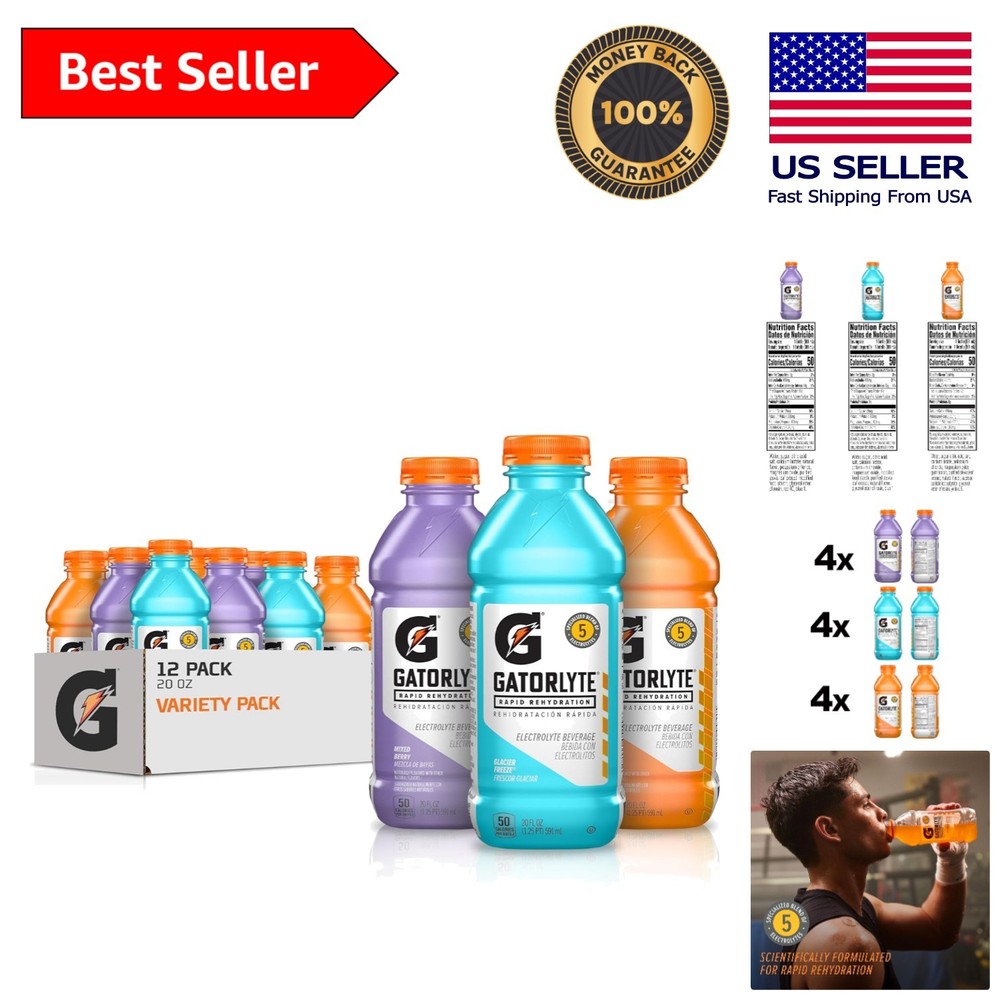 Gatorlyte Electrolyte Drink, 60% Lower Sugar, No Artificial Additives – 12 Pack