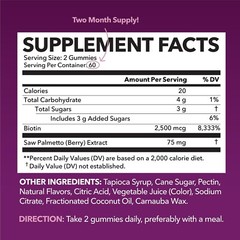 Saw Palmetto for Women 2500 mcg Biotin Gummies DHT Blocker & Biotin Gummies 120c
